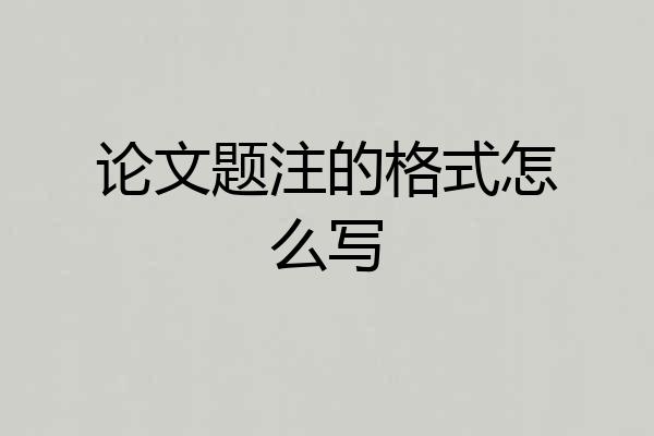 论文题注的格式怎么写