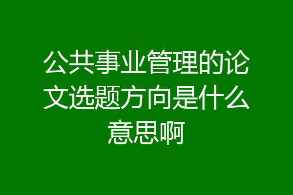 公共事业管理的论文选题方向是什么意思啊