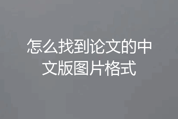 怎么找到论文的中文版图片格式