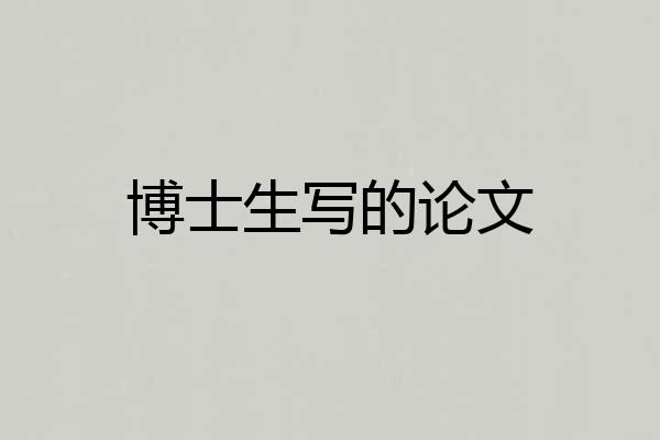 博士生写的论文