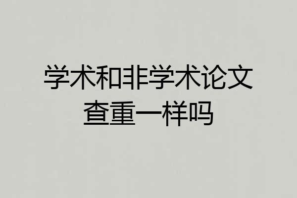 学术和非学术论文查重一样吗