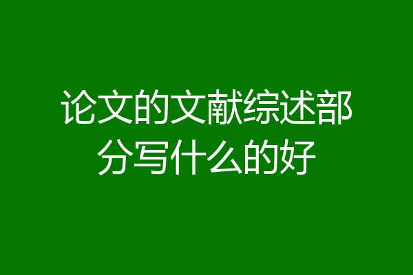 论文的文献综述部分写什么的好