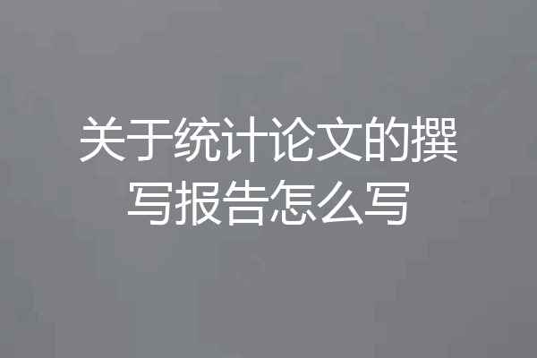 关于统计论文的撰写报告怎么写
