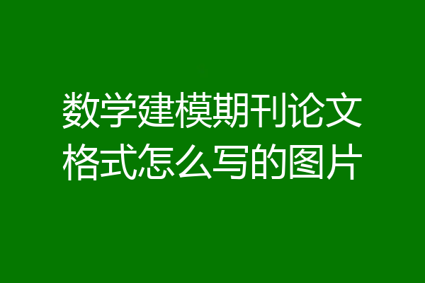 数学建模期刊论文格式怎么写的图片