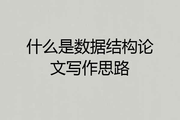 什么是数据结构论文写作思路