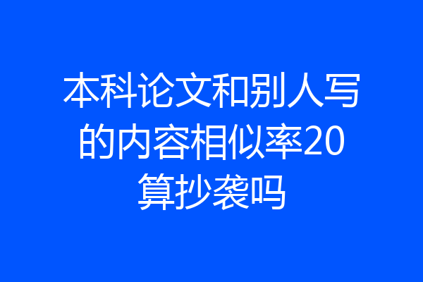 本科论文和别人写的内容相似率20算抄袭吗