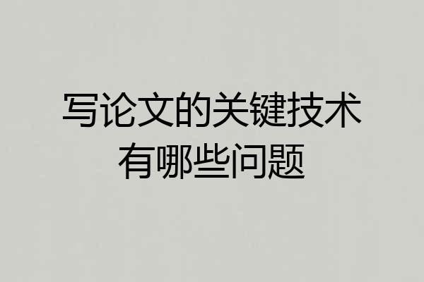 写论文的关键技术有哪些问题