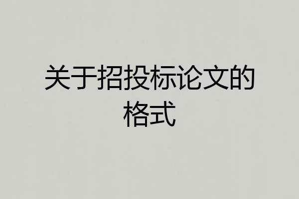 关于招投标论文的格式