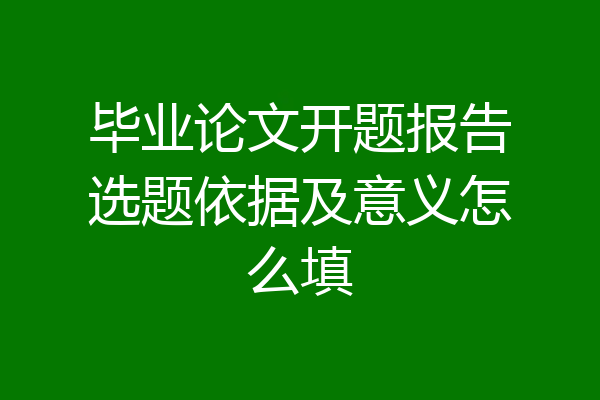 毕业论文开题报告选题依据及意义怎么填