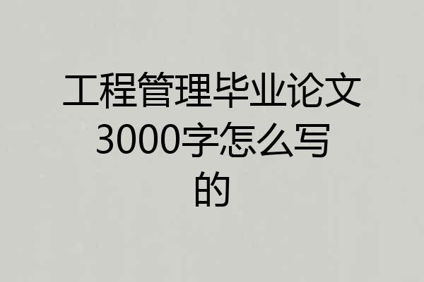 工程管理毕业论文3000字怎么写的