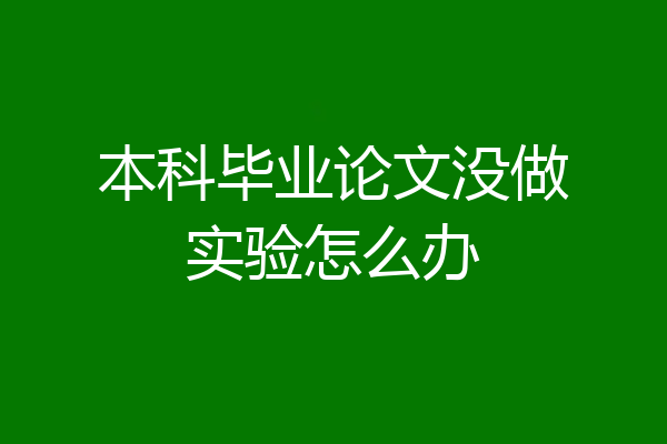 本科毕业论文没做实验怎么办