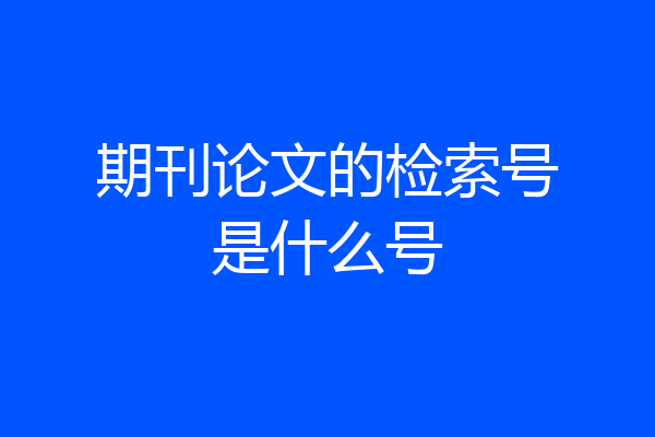 期刊论文的检索号是什么号