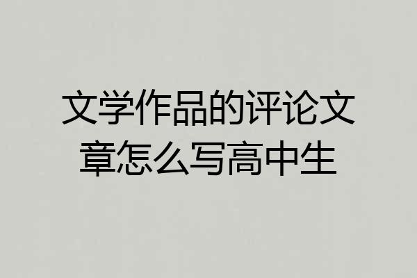 文学作品的评论文章怎么写高中生