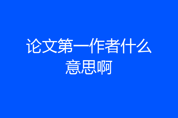 论文第一作者什么意思啊