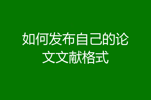 如何发布自己的论文文献格式