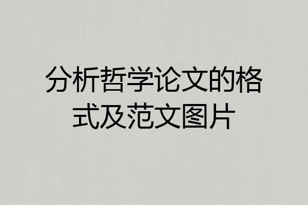 分析哲学论文的格式及范文图片