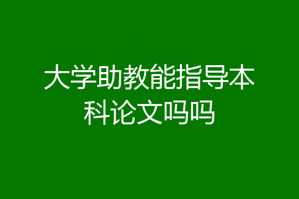 大学助教能指导本科论文吗吗