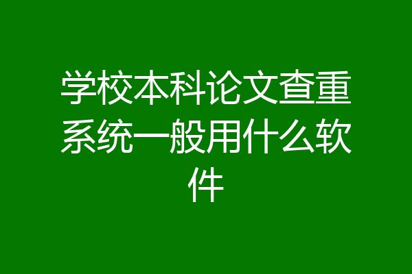 学校本科论文查重系统一般用什么软件