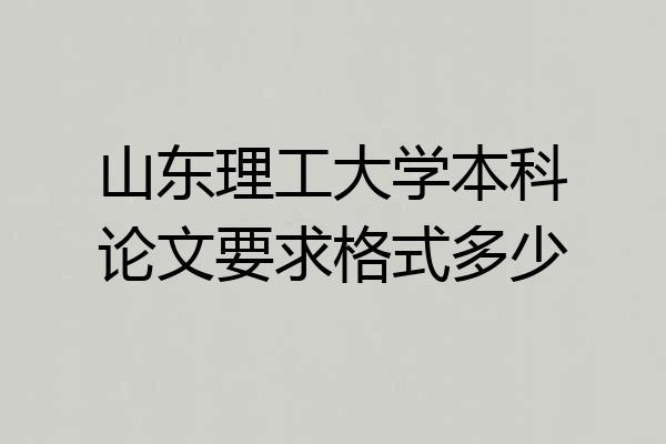 山东理工大学本科论文要求格式多少