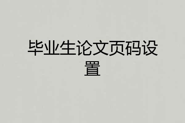 毕业生论文页码设置