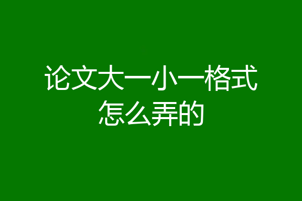 论文大一小一格式怎么弄的