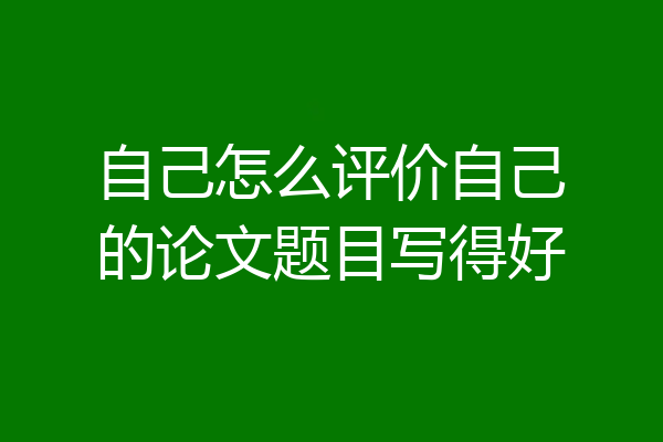 自己怎么评价自己的论文题目写得好