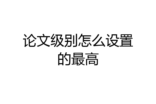 论文级别怎么设置的最高
