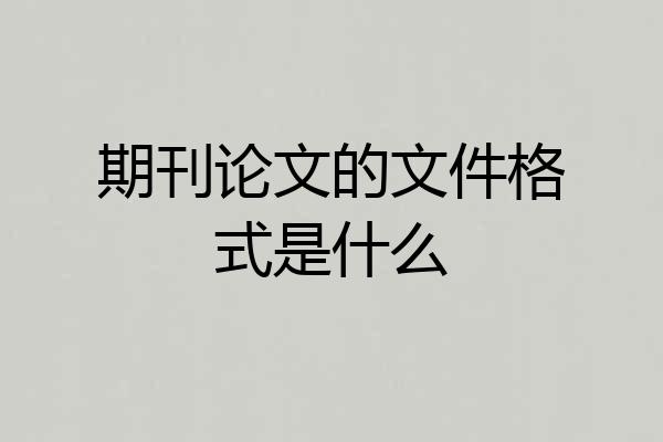 期刊论文的文件格式是什么