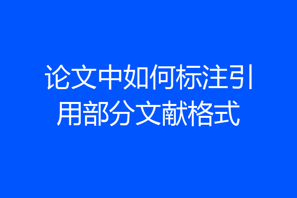 论文中如何标注引用部分文献格式