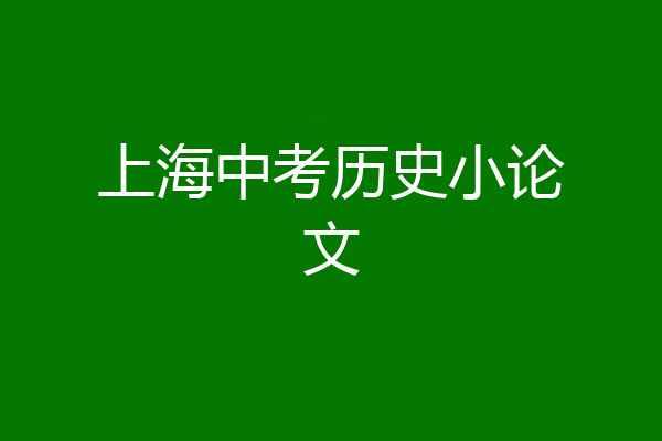 上海中考历史小论文