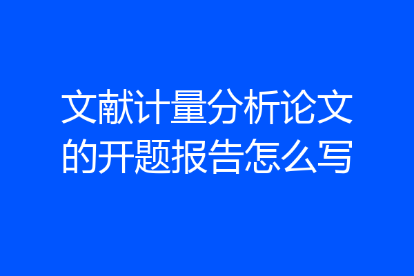 文献计量分析论文的开题报告怎么写