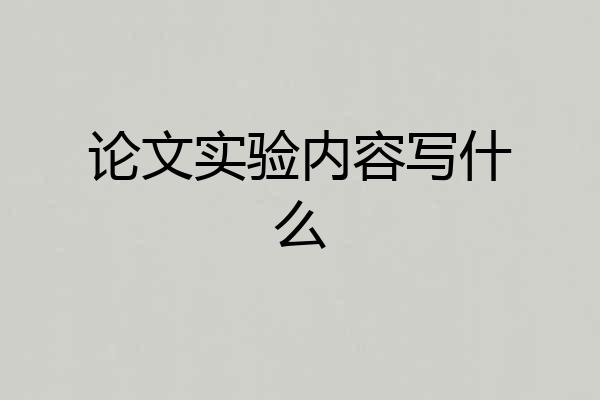 论文实验内容写什么