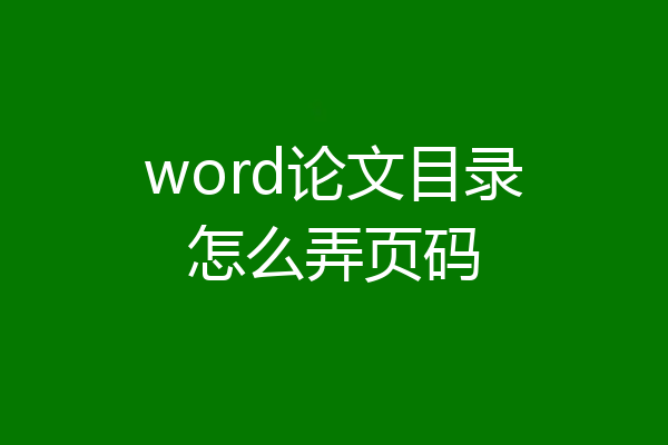 word论文目录怎么弄页码