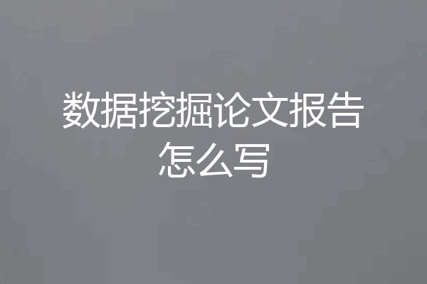 数据挖掘论文报告怎么写