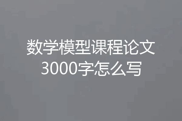 数学模型课程论文3000字怎么写