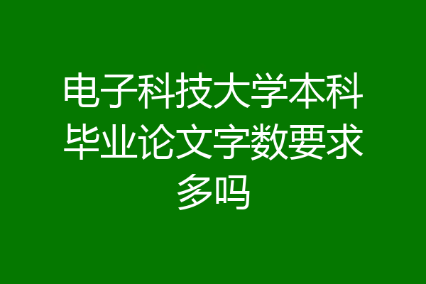 电子科技大学本科毕业论文字数要求多吗