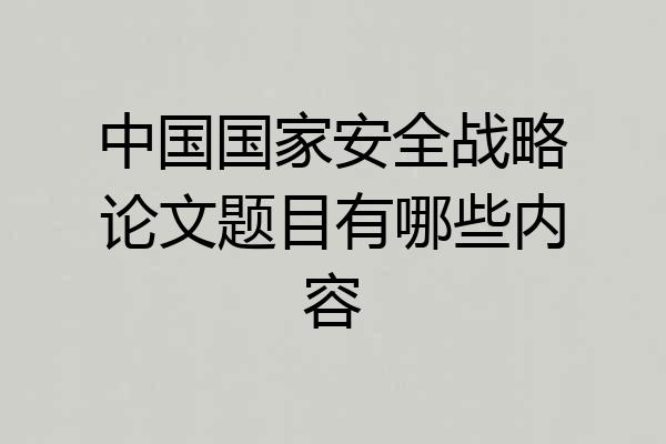 中国国家安全战略论文题目有哪些内容