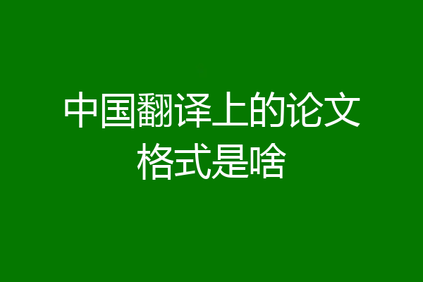 中国翻译上的论文格式是啥
