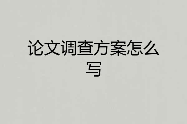 论文调查方案怎么写