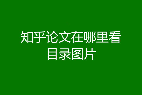知乎论文在哪里看目录图片