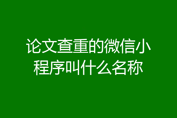 论文查重的微信小程序叫什么名称
