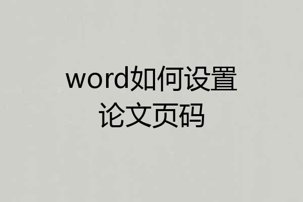 word如何设置论文页码