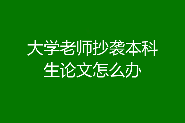 大学老师抄袭本科生论文怎么办