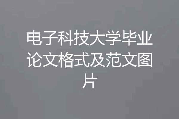 电子科技大学毕业论文格式及范文图片