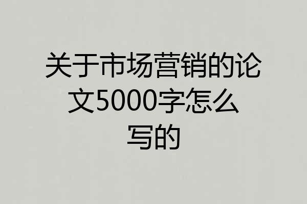 关于市场营销的论文5000字怎么写的