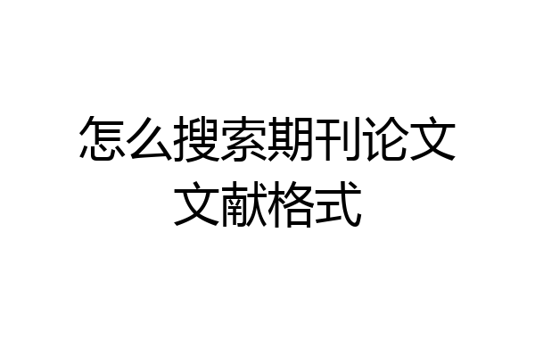怎么搜索期刊论文文献格式
