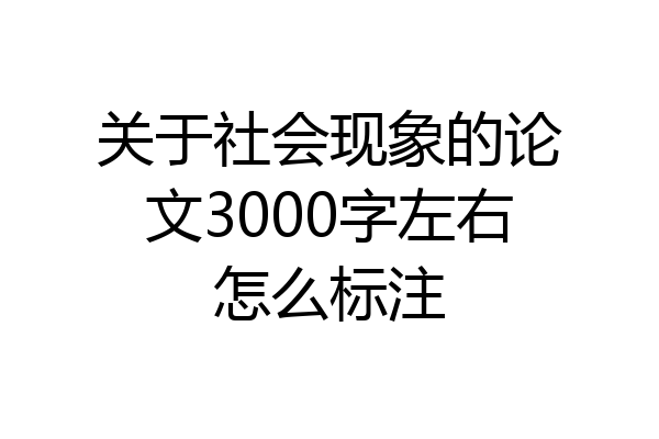 关于社会现象的论文3000字左右怎么标注