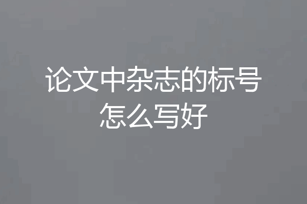 论文中杂志的标号怎么写好