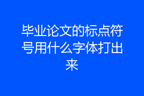 毕业论文的标点符号用什么字体打出来