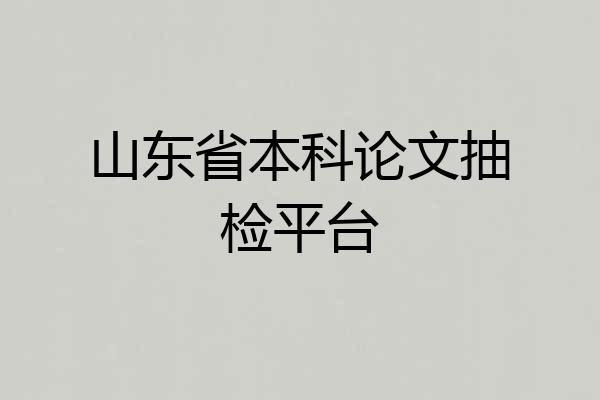 山东省本科论文抽检平台